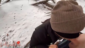 Luna, An Asian Woman, Performs Oral Sex In A Snowy Setting And Risks Being Seen